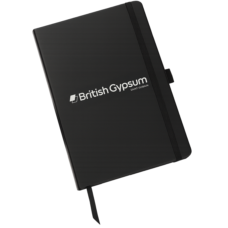Black Ultimate notebook branded with the British Gypsum logo