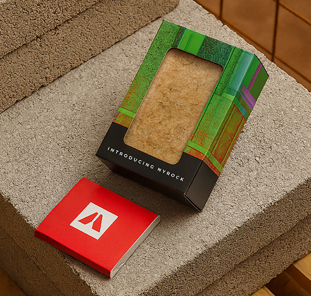 NyRock® sample packaging and Belgian chocolates from the ROCKWOOL launch