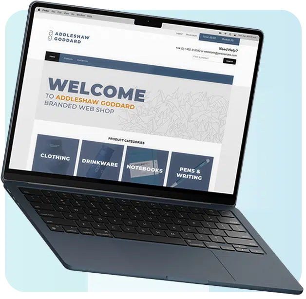 JSM corporate branded webshop dashboard