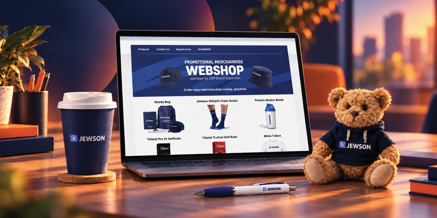 Tablet displaying a corporate branded merchandise webshop
