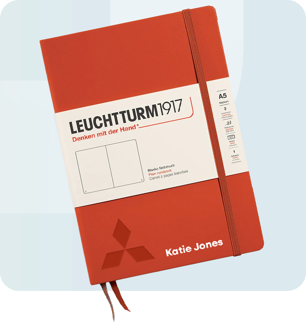 Red Ultimate notebook personalised with the name Katie Jones
