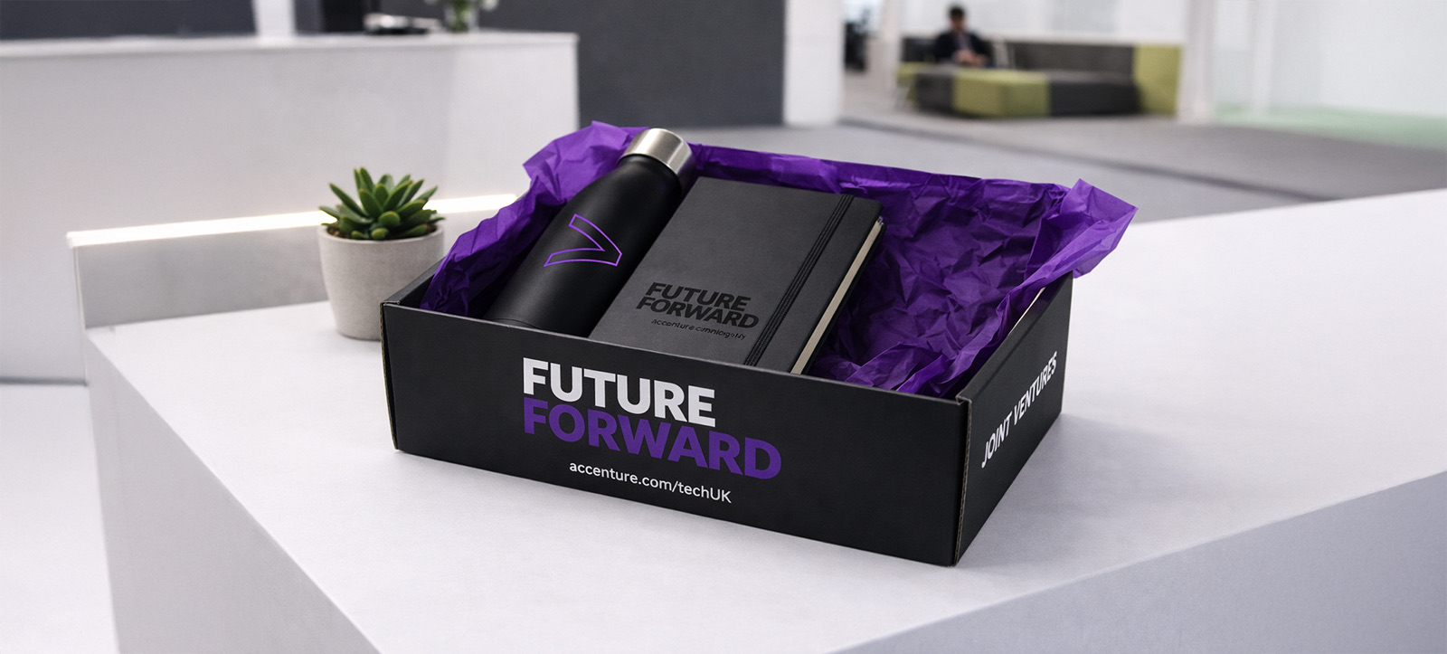 Accenture branded gift box, bottle and notebook collection