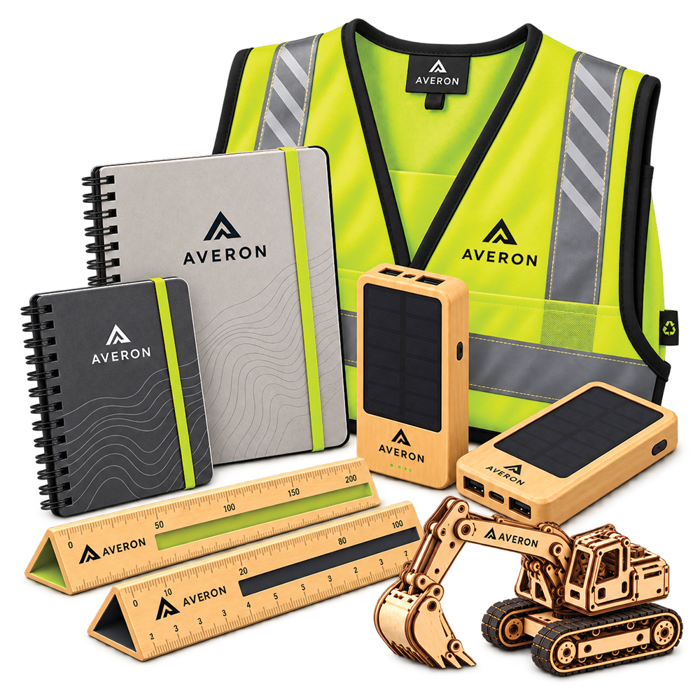 Recycled and responsibly sourced branded merchandise in a kraft gift box