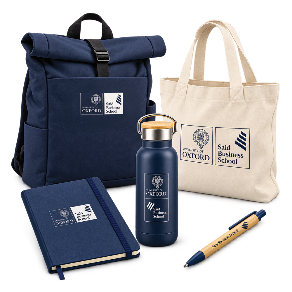 Recycled and FSC-certified branded merchandise in a kraft gift box