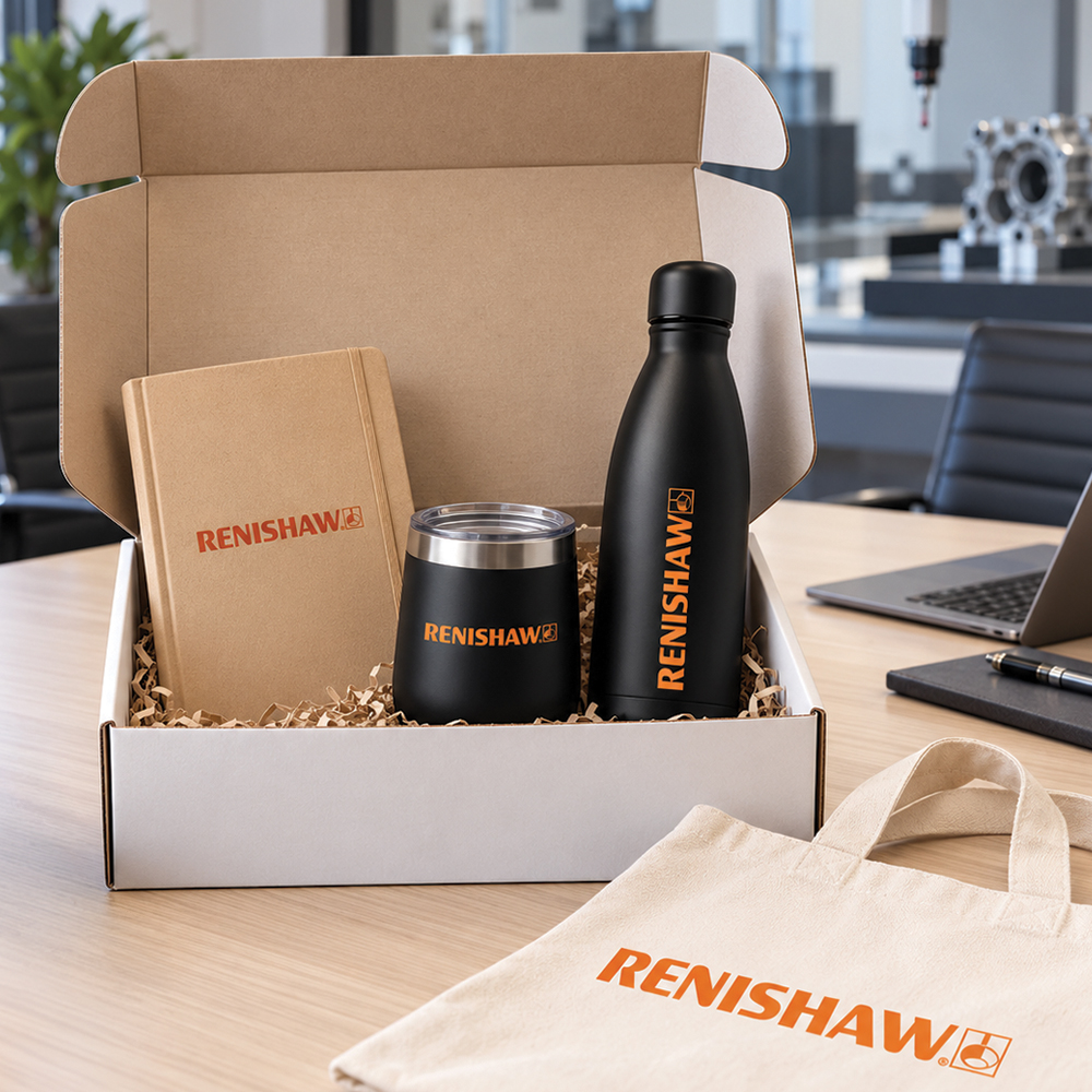 Branded Renishaw drinkware produced by JSM